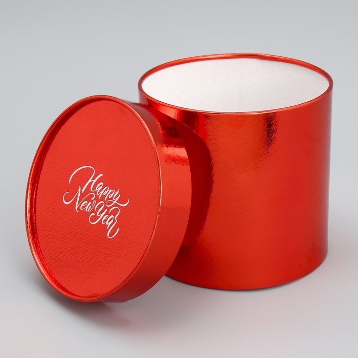 Набор коробок 2в1 круглые Happy New Year, красный металлик, 12 х 12, 15 х 15 см, Новый год Набор коробок 2в1 круглые Happy New Year, красный металлик, 12 х 12, 15 х 15 см, Новый год