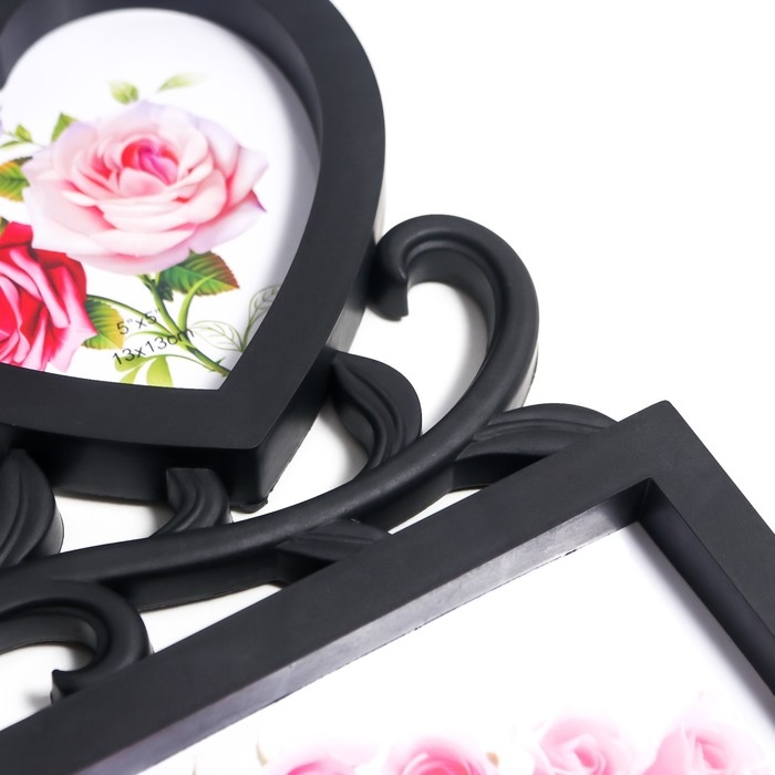 Фоторамка пластик на 5 фото 10х15 см, 12х12 см Фоторамка пластик на 5 фото 10х15 см, 12х12 см "Дерево жизни" чёрная 43х30,5 см