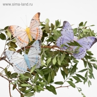 Бабочка для декора и флористики, на прищепке, пластиковая, микс, 1 шт., 7,5 х 5 х 1 см