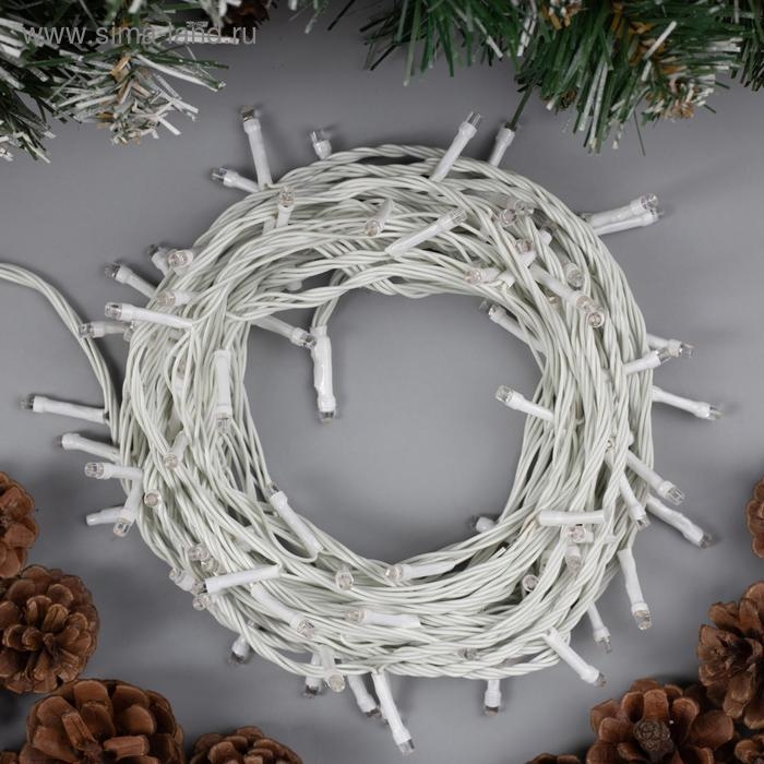 Гирлянда &laquo;Нить&raquo; 10 м, IP20, белая нить, 100 LED, свечение жёлтое, 8 режимов, 220 В