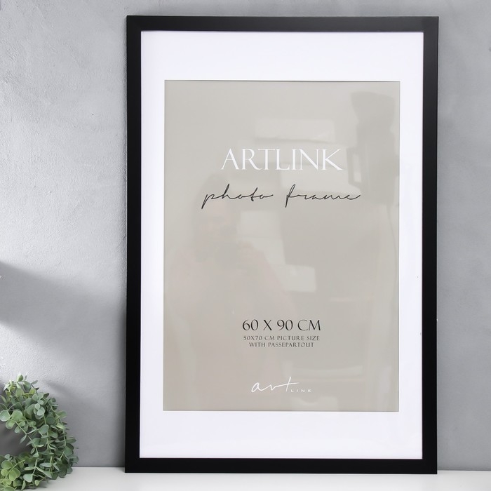 Фоторамка МДФ Фоторамка МДФ "Ellis" 60х90 см с паспарту, чёрный (пластиковый экран)
