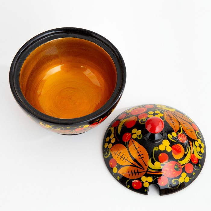 Сахарница, с ложкой, 10,5&times;7,5 см, хохлома