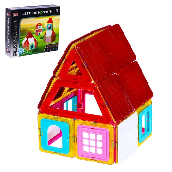 Конструктор магнитный &laquo;Цветные магниты&raquo;, 50 деталей