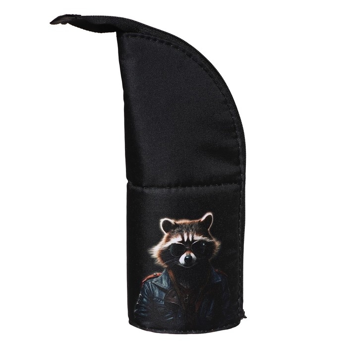 Пенал тубус-подставка, 85 х 210 х 65 мм, мягкий, тканевый, Calligrata, ПМО 12-20 "Енот"