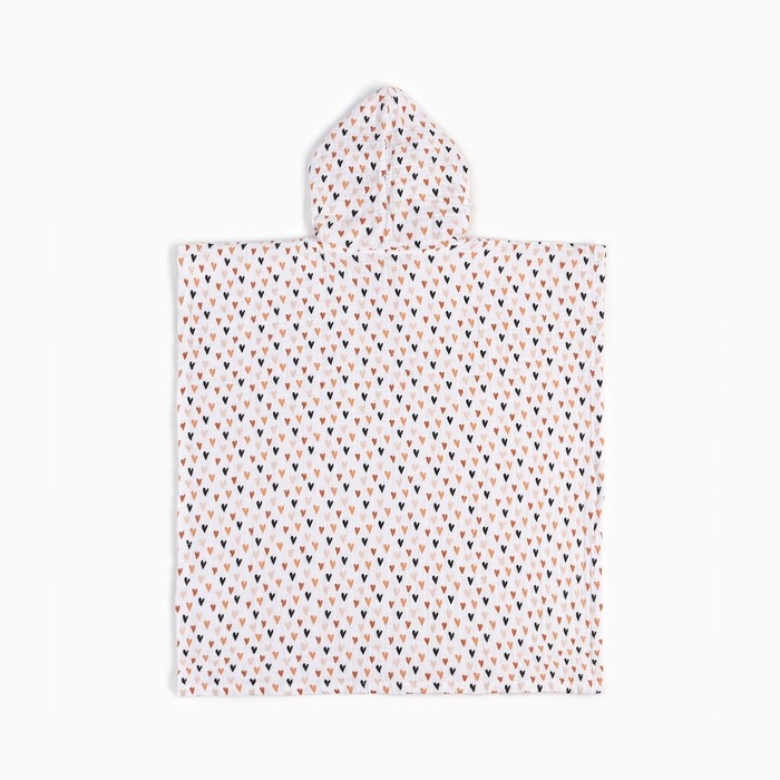 Пончо муслиновое детское LoveLife "Сердечки" 100% хл, 4-сл, 235гр/м2