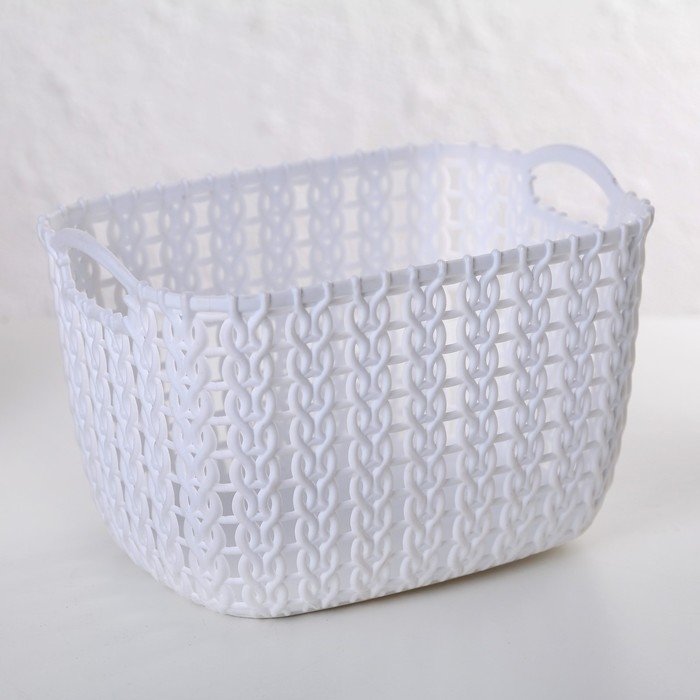 Корзина для хранения с ручками &laquo;Плетение&raquo;, пластик, 12&times;8,5&times;8 см, цвет МИКС