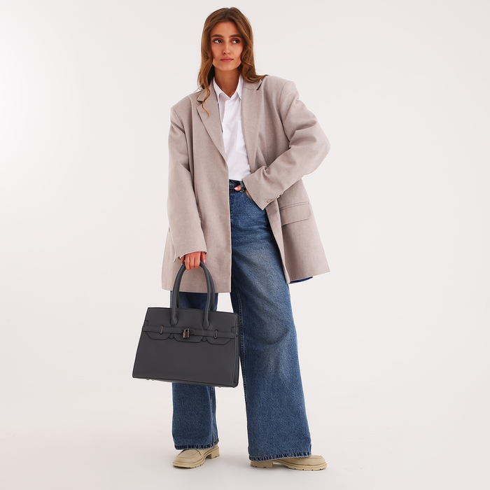 Сумка женская тоут, на молнии, цвет серый