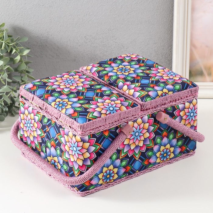 Шкатулка для рукоделия Шкатулка для рукоделия "Цветы калейдоскопа" 19х26х14,5 см