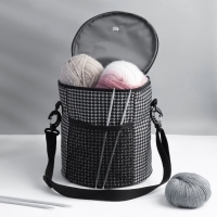 Сумка-футляр &laquo;Гусиная лапка&raquo;, 2 люверса, d = 21 &times; 23 см, цвет чёрный/белый