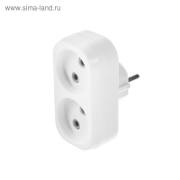 Разветвитель Smartbuy, 10 А, 250 B, 2 гнезда, без заземления, плоский Разветвитель Smartbuy, 10 А, 250 B, 2 гнезда, без заземления, плоский