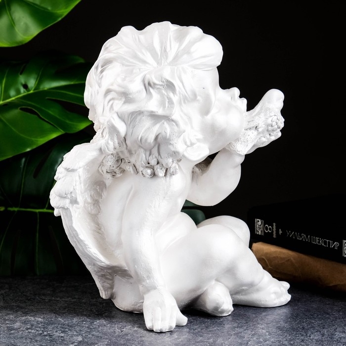 Фигура Фигура "Ангел с птичкой" перламутр, 30х21х21см