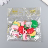 Декор для творчества пластик "Коктейль из фруктов" набор 10 шт 2,1х1,9 см