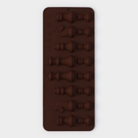 Форма для шоколада Доляна «Шахматы», силикон, 20,6×8,8 см, 16 ячеек, цвет коричневый Форма для шоколада Доляна «Шахматы», силикон, 20,6×8,8 см, 16 ячеек, цвет коричневый