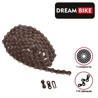 Цепь Dream Bike 1/2x1/8x114L, 1 скорость, 114 звеньев, с замком Цепь Dream Bike 1/2x1/8x114L, 1 скорость, 114 звеньев, с замком