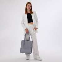 Сумка-шопер женская на молнии, цвет серебряный