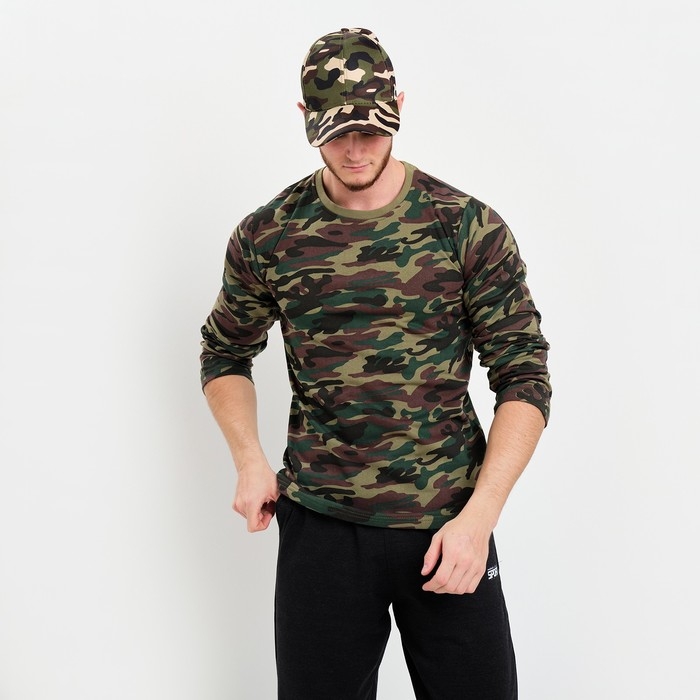 Лонгслив мужской, цвет зелёный камуфляж/пятна МИКС, размер 52 Лонгслив мужской, цвет зелёный камуфляж/пятна МИКС, размер 52