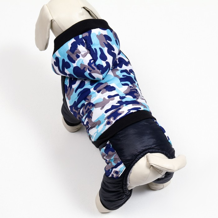 Комбинезон для собак на меховом подкладе с капюшоном, размер S (ДС 22, ОШ 30, ОГ 36 см) Комбинезон для собак на меховом подкладе с капюшоном, размер S (ДС 22, ОШ 30, ОГ 36 см)