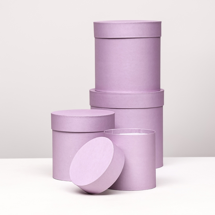 Набор шляпных коробок  4 в 1 "Светлая сирень" 20 &times; 20 х 20 ‒13 &times; 13 см