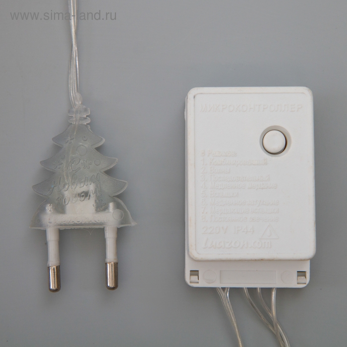 Гирлянда &laquo;Нить&raquo; 4 м с насадками &laquo;Фонарик&raquo;, IP20, прозрачная нить, 20 LED, свечение тёплое белое, 8 режимов, 220 В