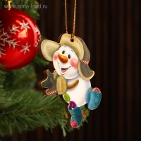 Игрушка на ёлку "Снеговик весёлый", 9,5х7см