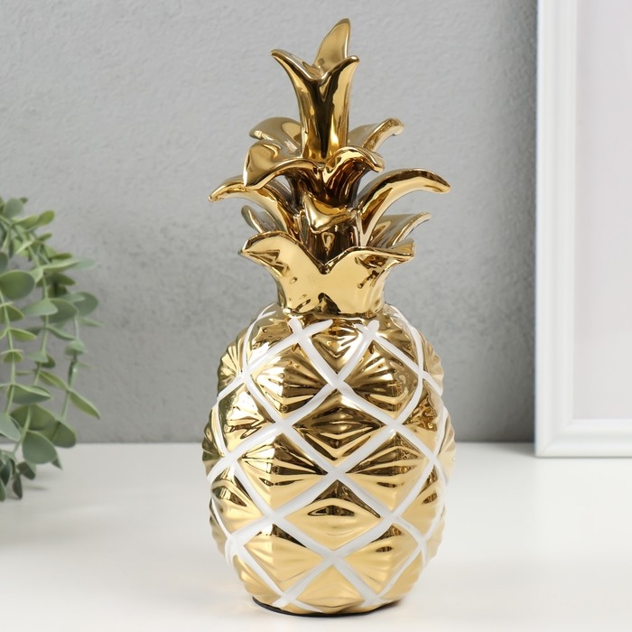 Сувенир керамика Сувенир керамика "Ананас" белый с золотом 11х11х26 см