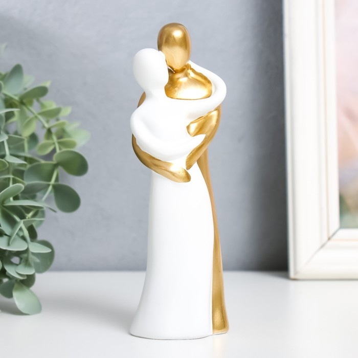 Сувенир полистоун Сувенир полистоун "Влюблённые - объятия" бело-золотой 15х4,5 см