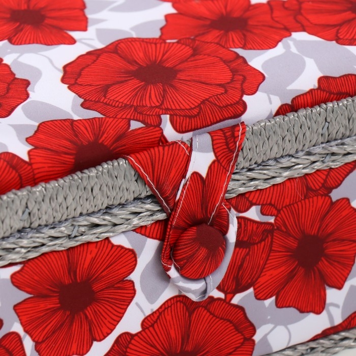 Шкатулка для рукоделия Шкатулка для рукоделия "Красные маки на белом" 24х16х11 см