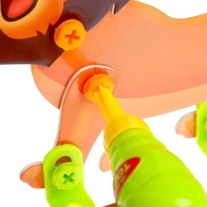 Конструктор винтовая мозаика &laquo;Животные сафари&raquo;, 4 карточки, 3 инструмента