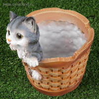 Фигурное кашпо "Котенок в круглой корзине" 20х18см Фигурное кашпо "Котенок в круглой корзине" 20х18см