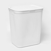 Корзина бельевая с крышкой &laquo;Пирула&raquo;, 55 л, 42&times;34&times;54 см, цвет белый