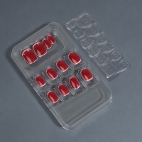 Накладные ногти &laquo;Wine&raquo;, 12 шт, с клеевыми пластинами, форма мягкий квадрат, цвет бордовый/серебристый