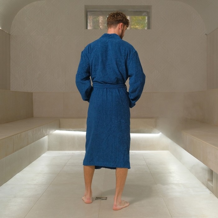 Халат махровый мужской &laquo;Глава семьи&raquo;, размер 56-58, цвет синий