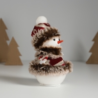 Сувенир текстиль "Снеговик в красной шубке с узорами" 7,5х7,5х12,5 см Сувенир текстиль "Снеговик в красной шубке с узорами" 7,5х7,5х12,5 см