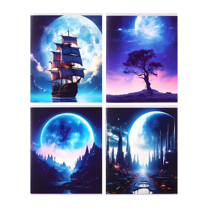 Тетрадь 96 листов в клетку Calligrata Тетрадь 96 листов в клетку Calligrata "Луна", обложка мелованный картон, матовая ламинация + выборочный УФ-лак, блок офсет МИКС