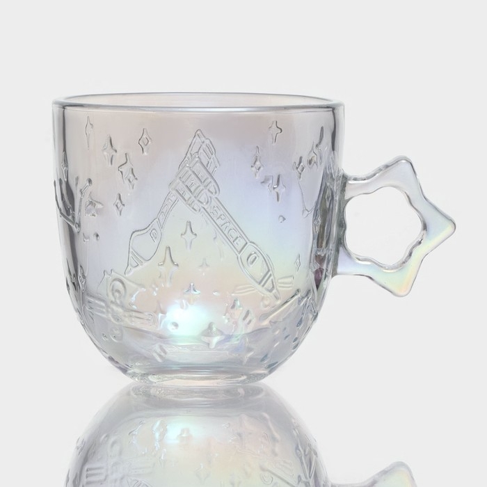 Набор кружек стеклянных &laquo;Космос&raquo;, 4 предмета: 300/300/250/300 мл, цвет перламутровый