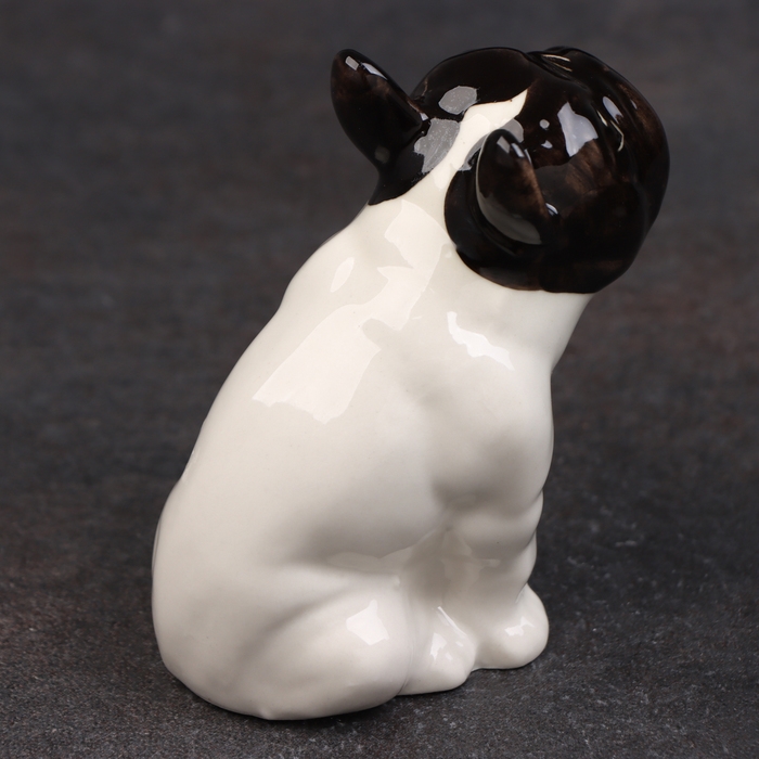 Статуэтка фарфоровая "Французский Бульдог бело-чёрный", 8 см, авторская роспись