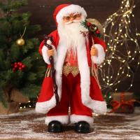 Дед Мороз "В красном костюмчике с орнаментом, с посохом" двигается, 50 см
