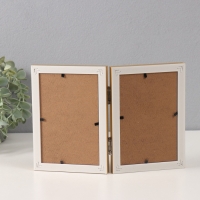 Фоторамка пластик на 2 фото 10х15 см "Галочки на мокко" с золотой обводкой