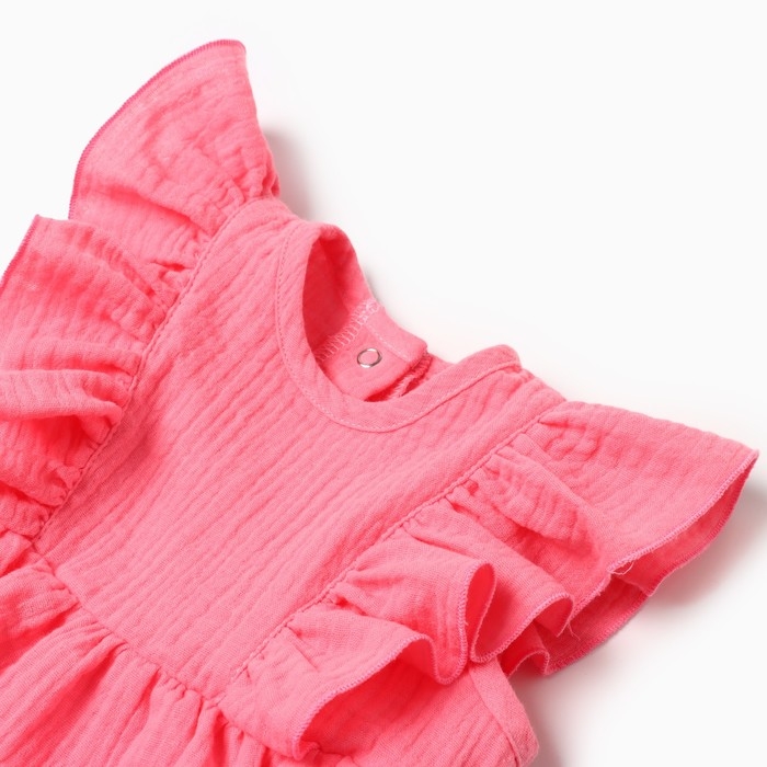 Боди с рюшей Крошка Я "Муслин", рост 74-80 см, цвет розовый