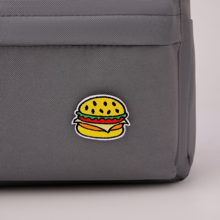 Рюкзак школьный текстильный «Значки», 37 х 33 х 17 см, с липучками, серый Рюкзак школьный текстильный «Значки», 37 х 33 х 17 см, с липучками, серый