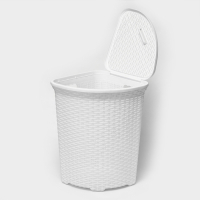 Корзина для белья угловая с крышкой &laquo;Ротанг&raquo;, 60 л, 40&times;40&times;58 см, цвет белый