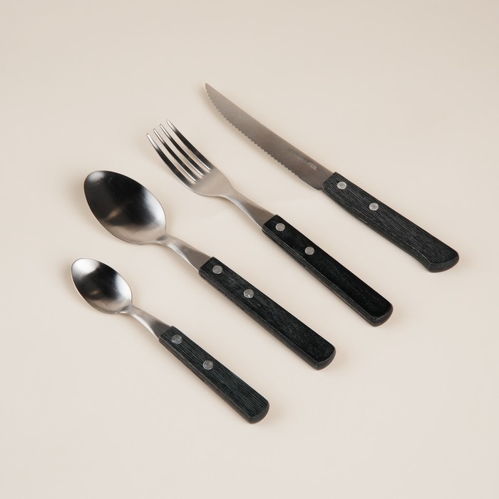 Набор столовых приборов из нержавеющей стали SL Home, 24 предмета, цвет серебряный, цвет ручки коричневый Набор столовых приборов из нержавеющей стали SL Home, 24 предмета, цвет серебряный, цвет ручки коричневый