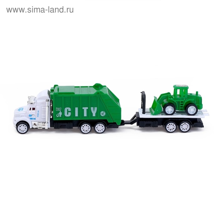 Грузовик инерционный «Городские службы» с трактором, МИКС Грузовик инерционный «Городские службы» с трактором, МИКС