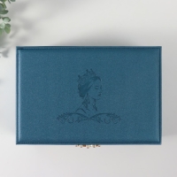 Шкатулка кожзам для украшений "Царица" синяя 18х27х9 см Шкатулка кожзам для украшений "Царица" синяя 18х27х9 см