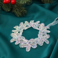 Ёлочная игрушка «Зимнее волшебство. Венок перелив» пластик, 10,5х10,5 см, прозрачный Ёлочная игрушка «Зимнее волшебство. Венок перелив» пластик, 10,5х10,5 см, прозрачный