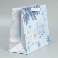 Пакет подарочный новогодний крафтовый горизонтальный «Нежность Нового года», ML 27 х 23 х 11.5 см, Новый год Пакет подарочный новогодний крафтовый горизонтальный «Нежность Нового года», ML 27 х 23 х 11.5 см, Новый год