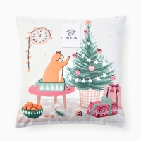Новый год. Чехол на подушку Этель "Джингл белз" 40х40 см, 100% п/э, велюр
