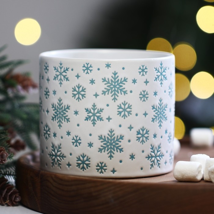 Новый год! Кружка новогодняя керамическая &laquo;Снежинки&raquo;, 320 мл, цвет белый