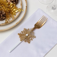 Новый год. Набор для декора столовых предметов &laquo;Снежинка&raquo;, 4 шт, цвет золото 6,5х7,5 см, 100% п/э, фетр 626098