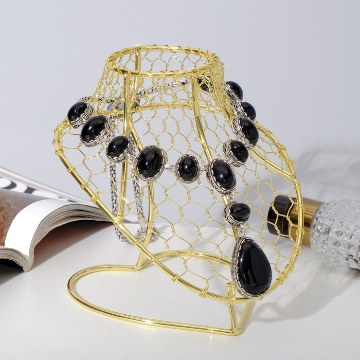 Бюст для украшений металлический 14&times;15&times;15 см, h=15 см, цвет золото